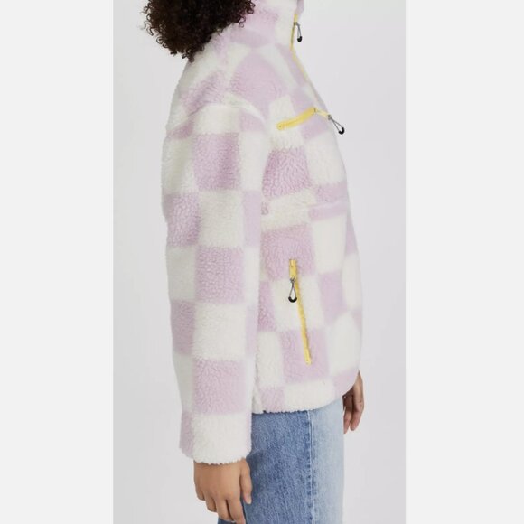 Levi's Jacquard Checker Fragrant Lilac Half-Zip Monty Sherpa Pullover - Picture 8 of 8
